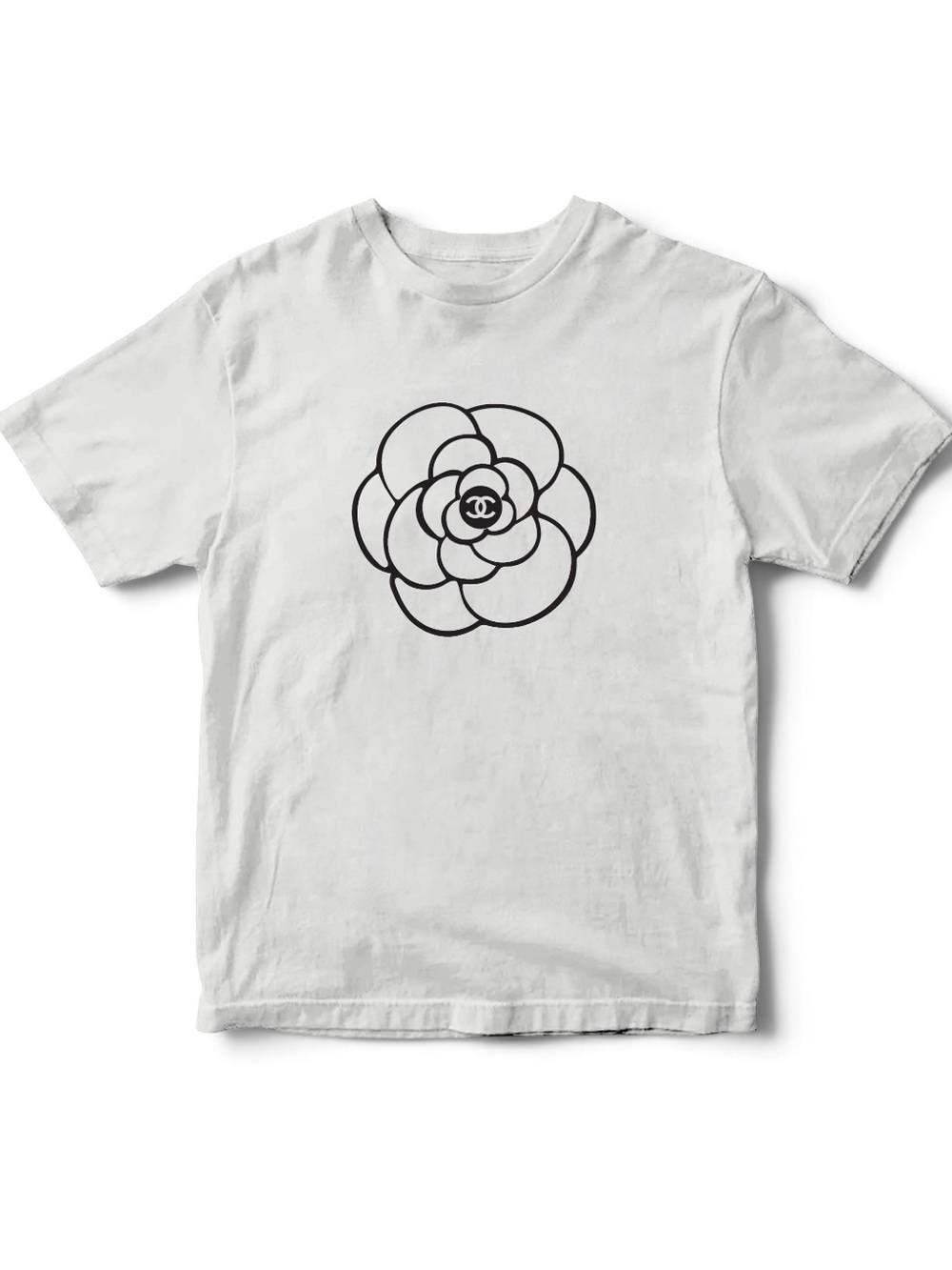 Casual Women’s Short Sleeve Luxury Logo Flower Floral Double C CC Print T Shirt - Picture 3 of 4